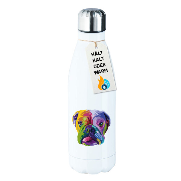 Trinkflasche Englische Bulldogge Colorful 500ml Edelstahl Wasserflasche