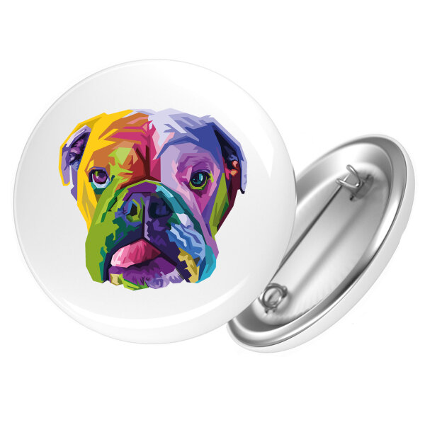 Button Englische Bulldogge Colorful rund