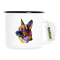 Emaille Tasse Deutscher Schäferhund Colorful 300ml Vintage