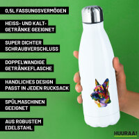 Edelstahl-Trinkflasche Deutscher Schäferhund Colorful 500ml Wasserflasche