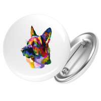 Button Deutscher Sch&auml;ferhund Colorful rund