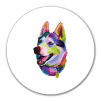Aufkleber Husky Colorful 10cm rund