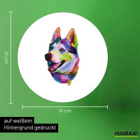 Aufkleber Husky Colorful 10cm
