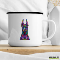 Emaille Tasse Doberman Colorful 300ml Vintage Emaille Becher