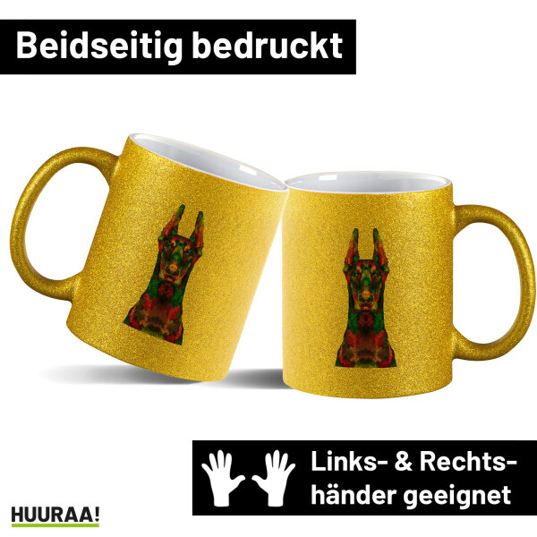 Glitzertasse Doberman Colorful 330ml