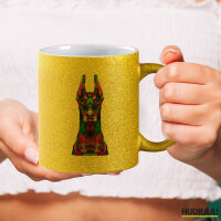 Glitzertasse Doberman Colorful 330ml