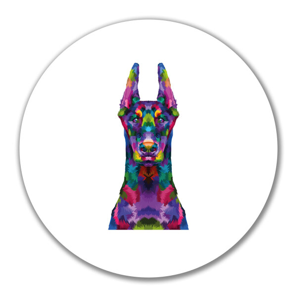 Aufkleber Doberman Colorful 10cm rund