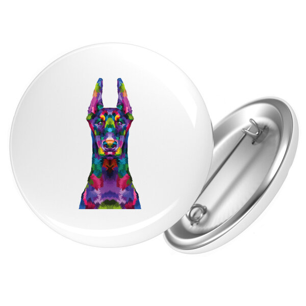 Button Doberman Colorful rund