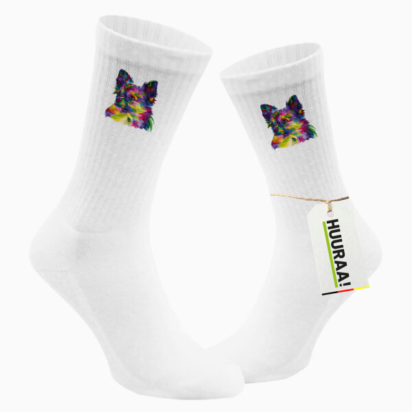 Unisex Socken Chihuahua Colorful Größe 37/46 White Motiv Tennissocken