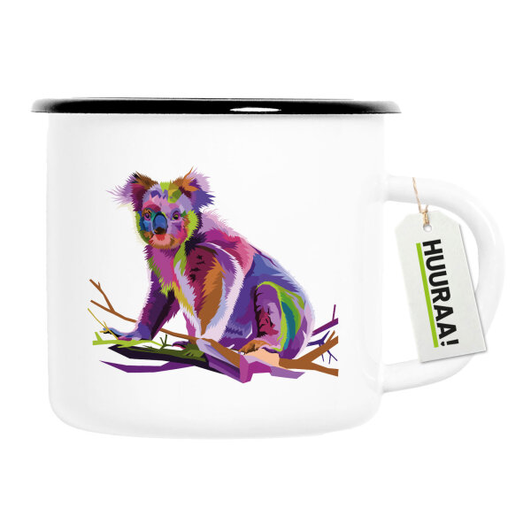 Emaille Tasse Koala Colorful 300ml Vintage Emaille Becher
