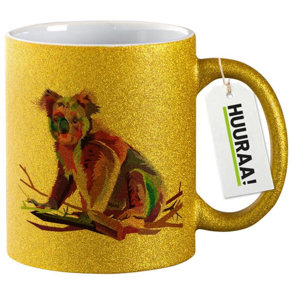 Glitzertasse Koala Colorful 330ml