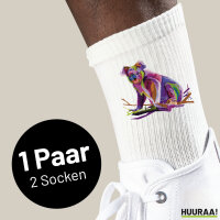 Unisex Socken Koala Colorful Größe 37/46 White Motiv Tennissocken
