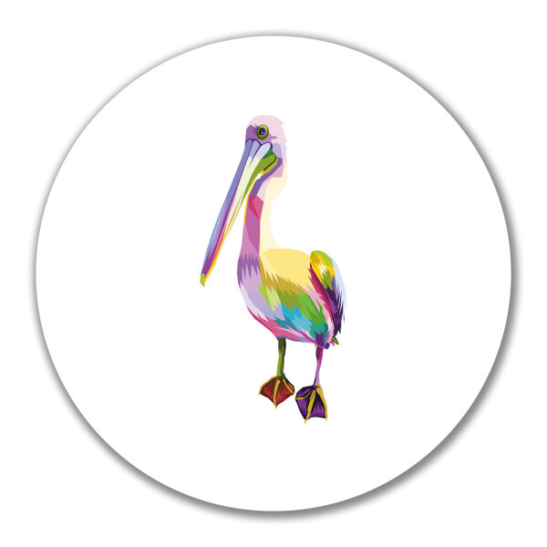 Aufkleber Pelikan Colorful 10cm rund