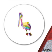 Aufkleber Pelikan Colorful 10cm rund