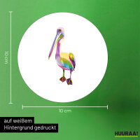 Aufkleber Pelikan Colorful 10cm rund