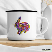 Emaille Tasse Hase Colorful 300ml Vintage Emaille Becher