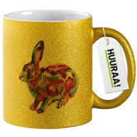 Glitzertasse Hase Colorful 330ml
