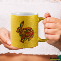 Glitzertasse Hase Colorful 330ml