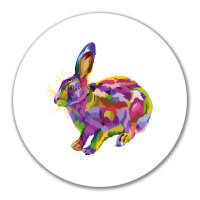 Aufkleber Hase Colorful 10cm rund