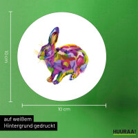 Aufkleber Hase Colorful 10cm rund