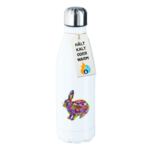 Trinkflasche Hase Colorful 500ml Edelstahl Wasserflasche