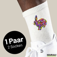 Unisex Socken Hase Colorful Größe 37/46 White Motiv Tennissocken