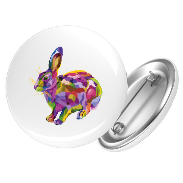 Button Hase Colorful rund