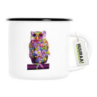 Emaille Tasse Eule Colorful 300ml Vintage Emaille Becher