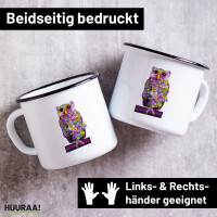 Emaille Tasse Eule Colorful 300ml Vintage Emaille Becher