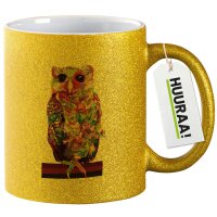 Glitzertasse Eule Colorful 330ml
