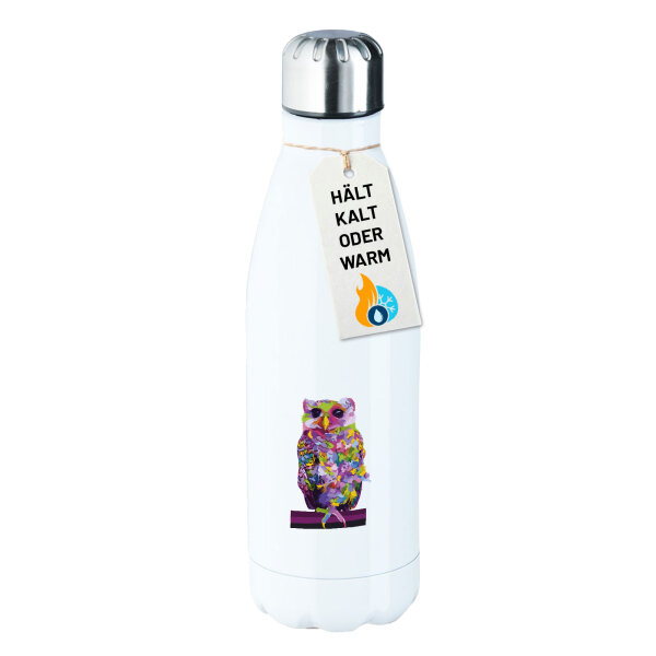 Trinkflasche Eule Colorful 500ml Edelstahl Wasserflasche