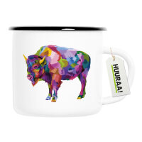 Emaille Tasse Bison Colorful 300ml Vintage Emaille Becher