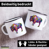 Emaille Tasse Bison Colorful 300ml Vintage Emaille Becher