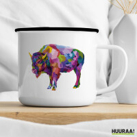 Emaille Tasse Bison Colorful 300ml Vintage Emaille Becher