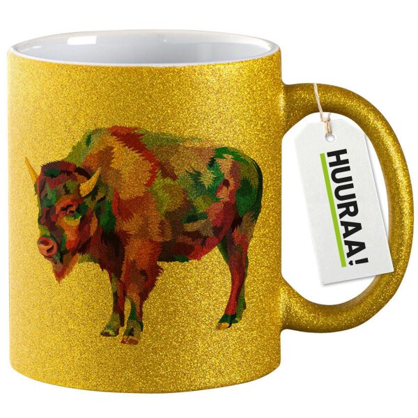 Glitzertasse Bison Colorful 330ml