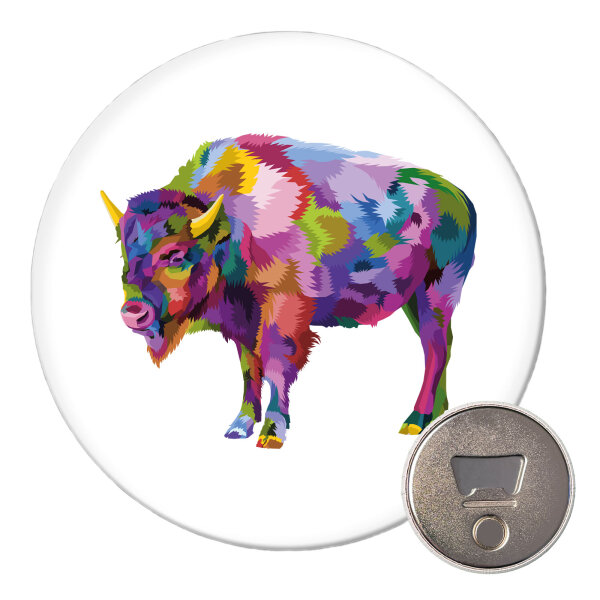Magnet Bison Colorful 59mm Kühlschrankmagnet Flaschenöffner