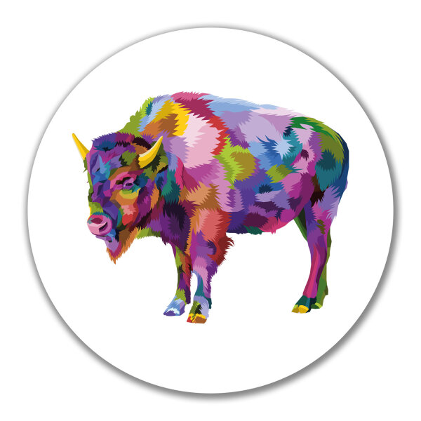 Aufkleber Bison Colorful 10cm rund