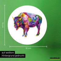 Aufkleber Bison Colorful 10cm rund