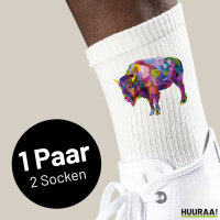 Unisex Socken Bison Colorful Größe 37/46 White Motiv Tennissocken