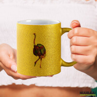 Glitzertasse Vogel Strauß Colorful 330ml