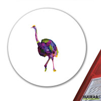 Aufkleber Vogel Strau&szlig; Colorful 10cm rund