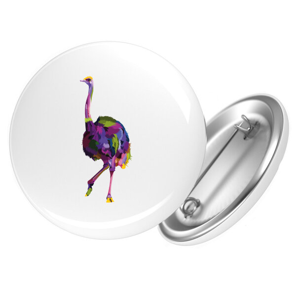 Button Vogel Strauß Colorful