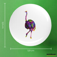 Button Vogel Strauß Colorful