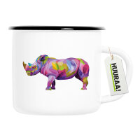 Emaille Tasse Nashorn Colorful 300ml Vintage Emaille Becher