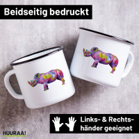 Emaille Tasse Nashorn Colorful 300ml Vintage Emaille Becher