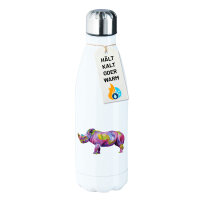 Trinkflasche Nashorn Colorful 500ml Edelstahl Wasserflasche