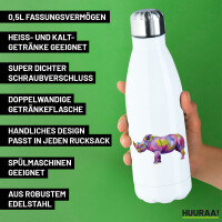 Trinkflasche Nashorn Colorful 500ml Edelstahl Wasserflasche