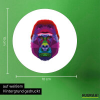 Aufkleber Gorilla Colorful 10cm rund