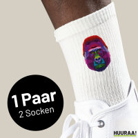 Unisex Socken Gorilla Colorful Größe 37/46 White Motiv Tennissocken