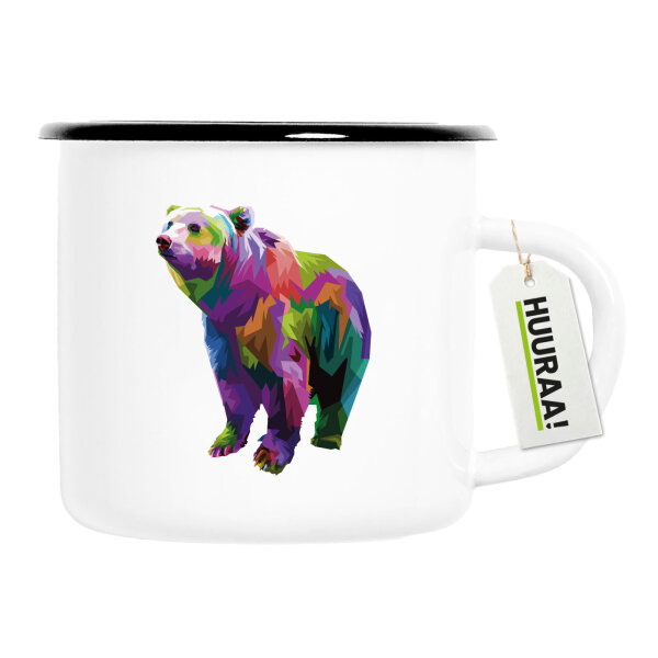 Emaille Tasse Bär Colorful 300ml Vintage Emaille Becher